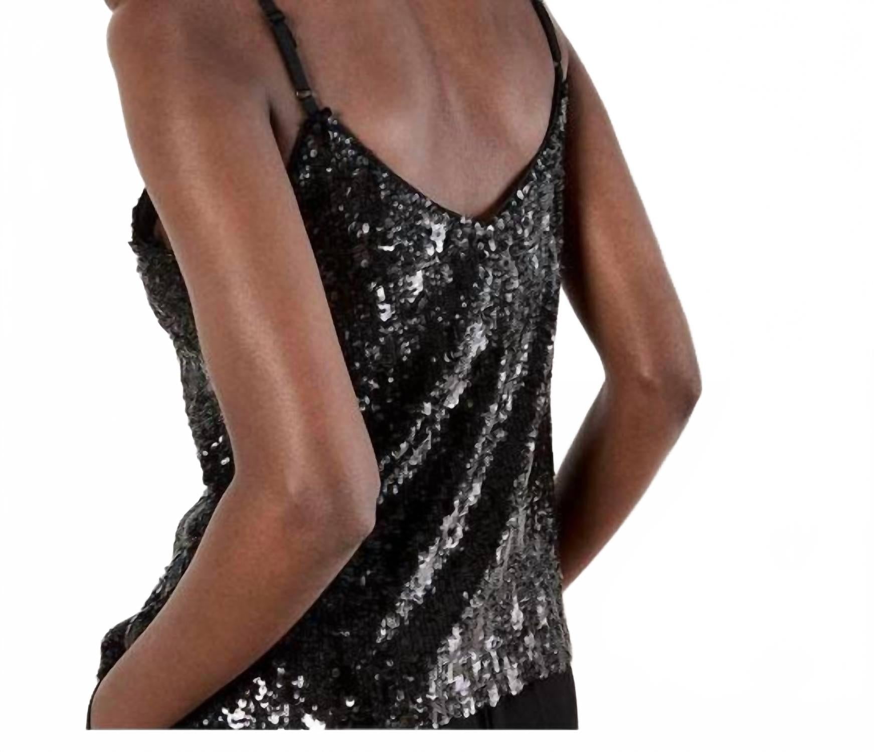 Sequin Cami Top In Black