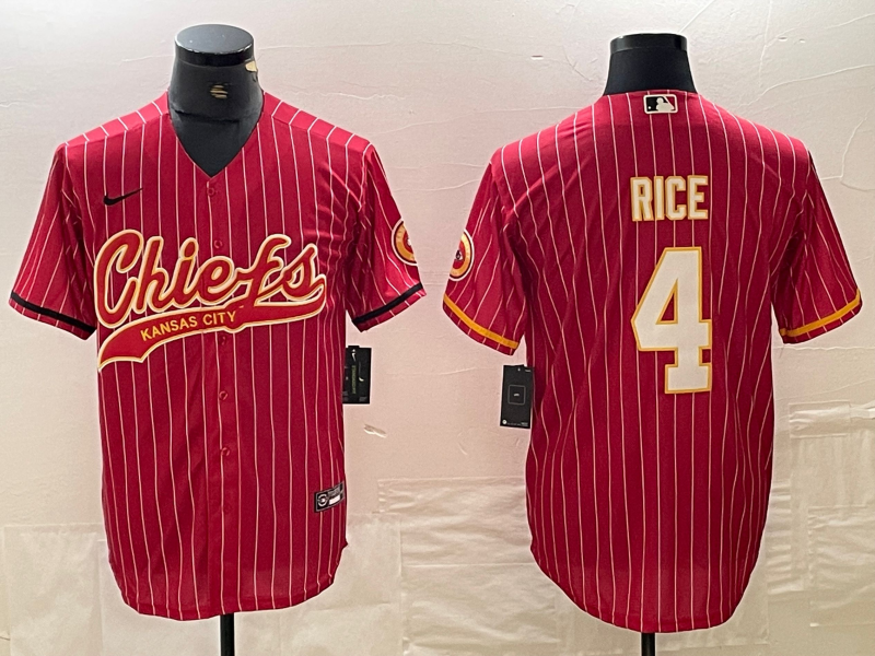 Men's Kansas City Chiefs Rashee Rice #4 Red Game Jersey1 Joint Edition