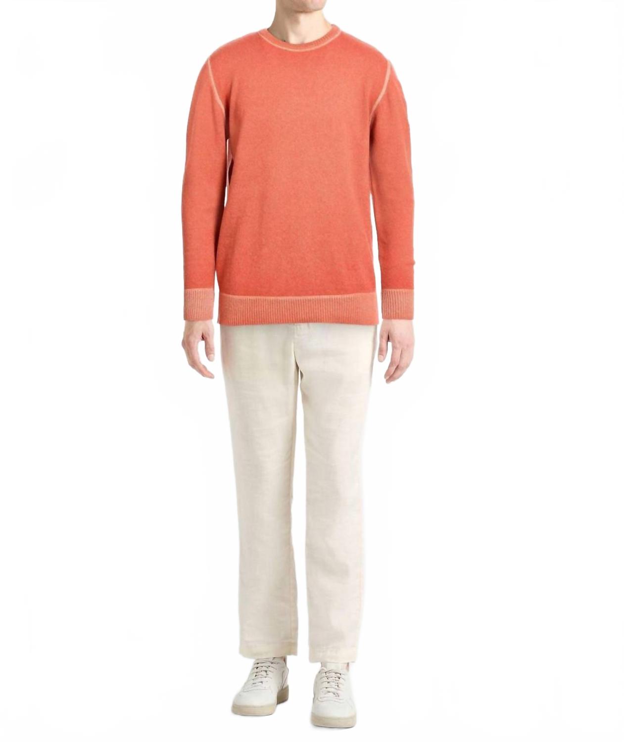 Long Sleeve Cotton Sweater In Salmon