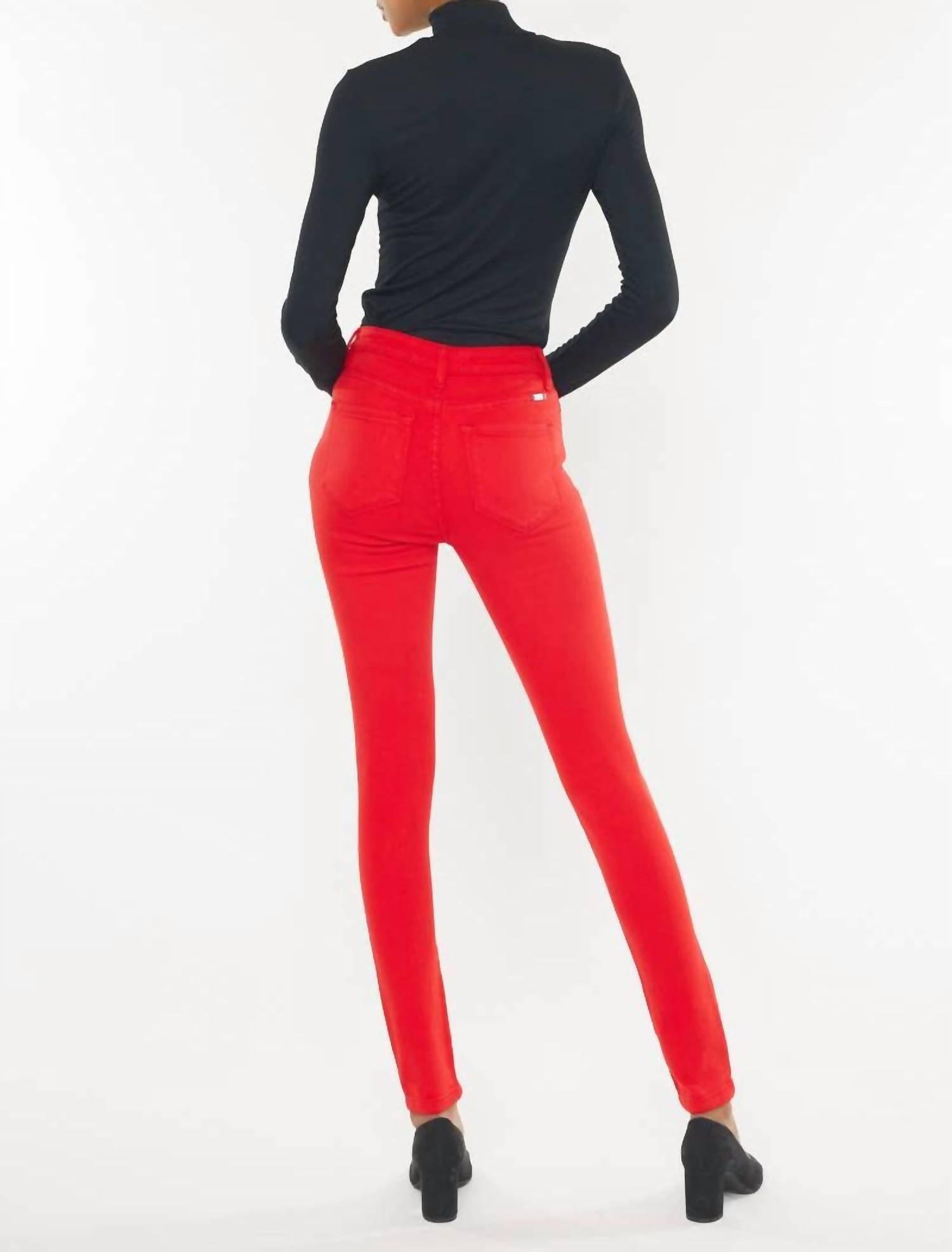 High Rise Skinny Jeans In Red