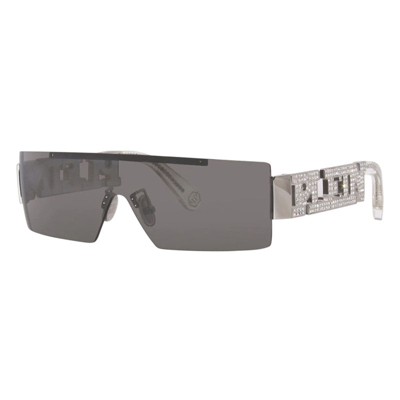 Philipp Plein Sunglasses Rectangle Rimless, Shiny Palladium Frame And Grey Lens Spp032S579X