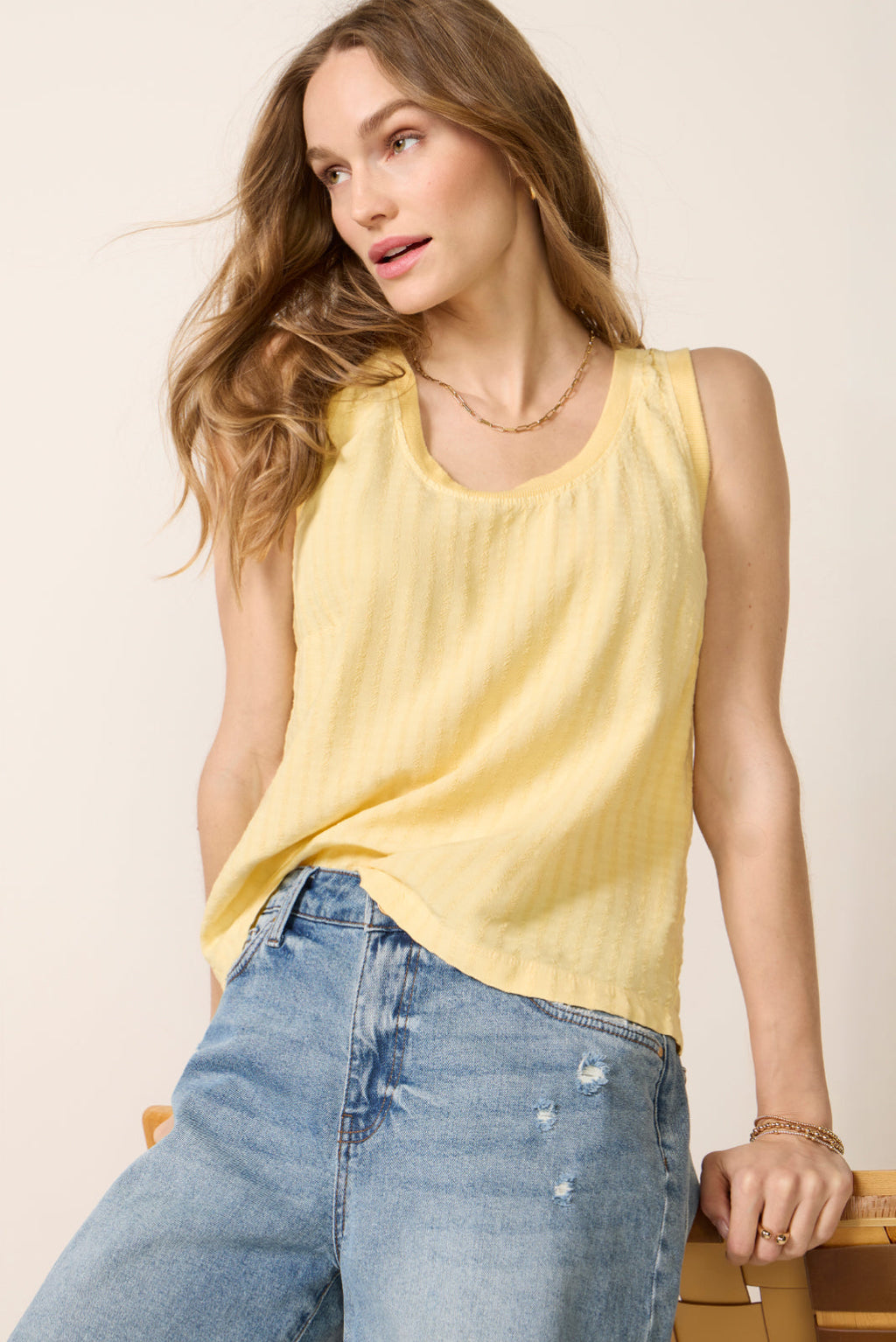 Women's Stripe Linen Tank Top