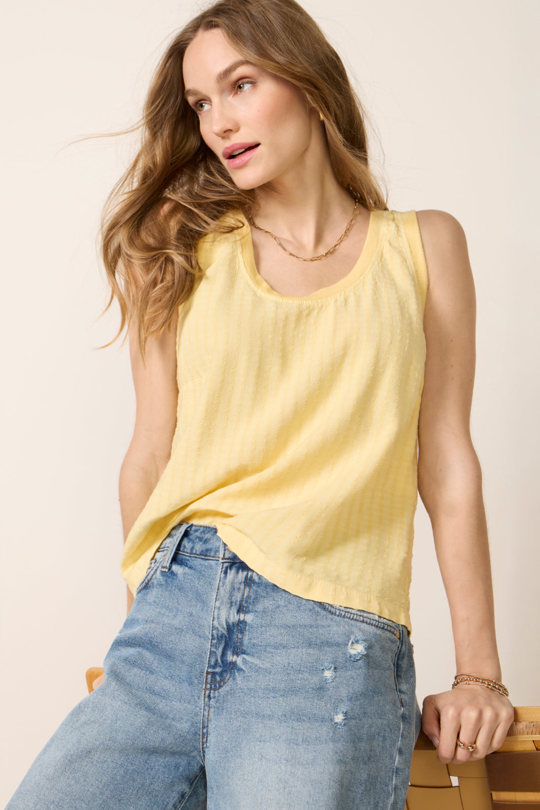 Women's Stripe Linen Tank Top