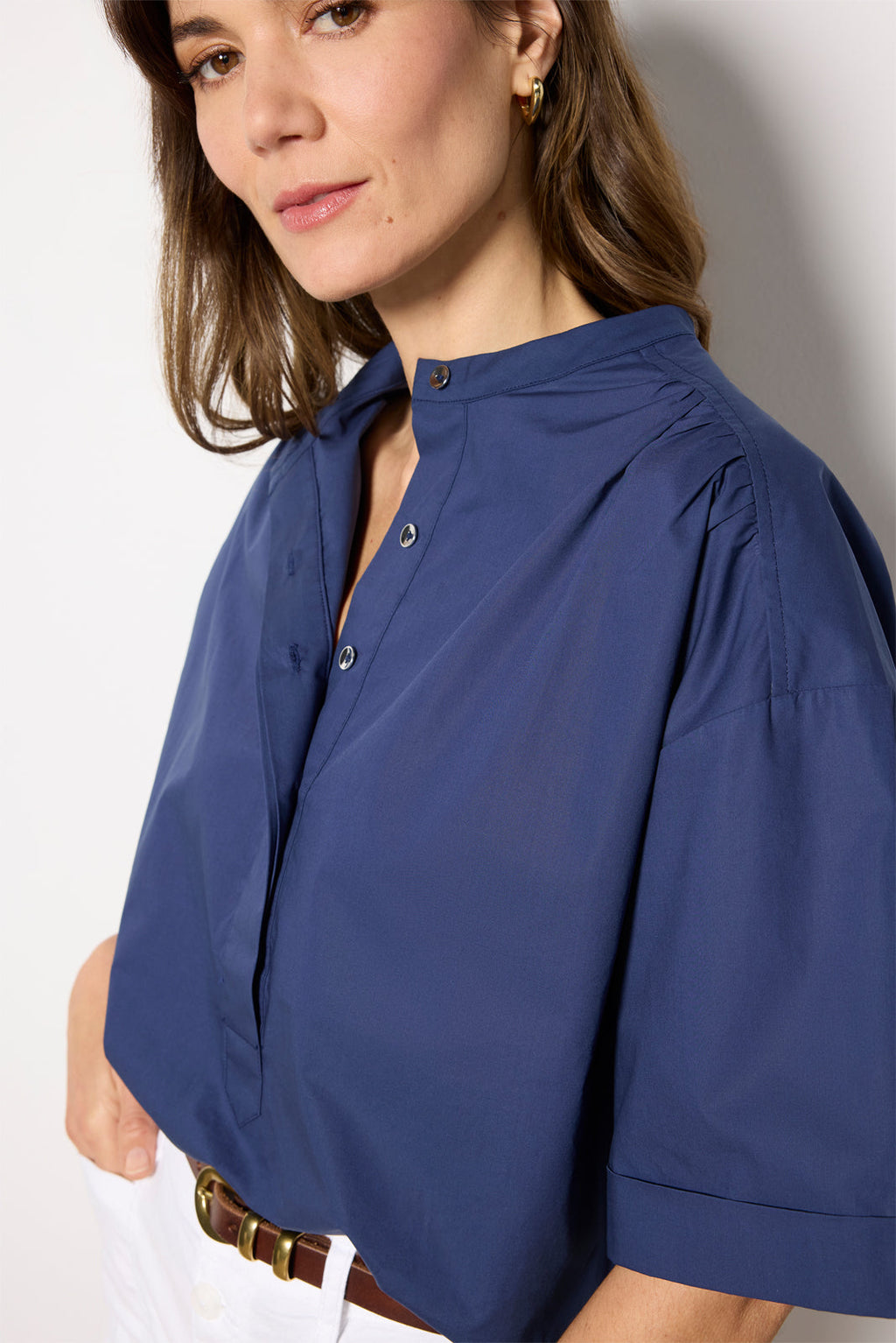 Women's Relaxed Short Sleeve Popover Top
