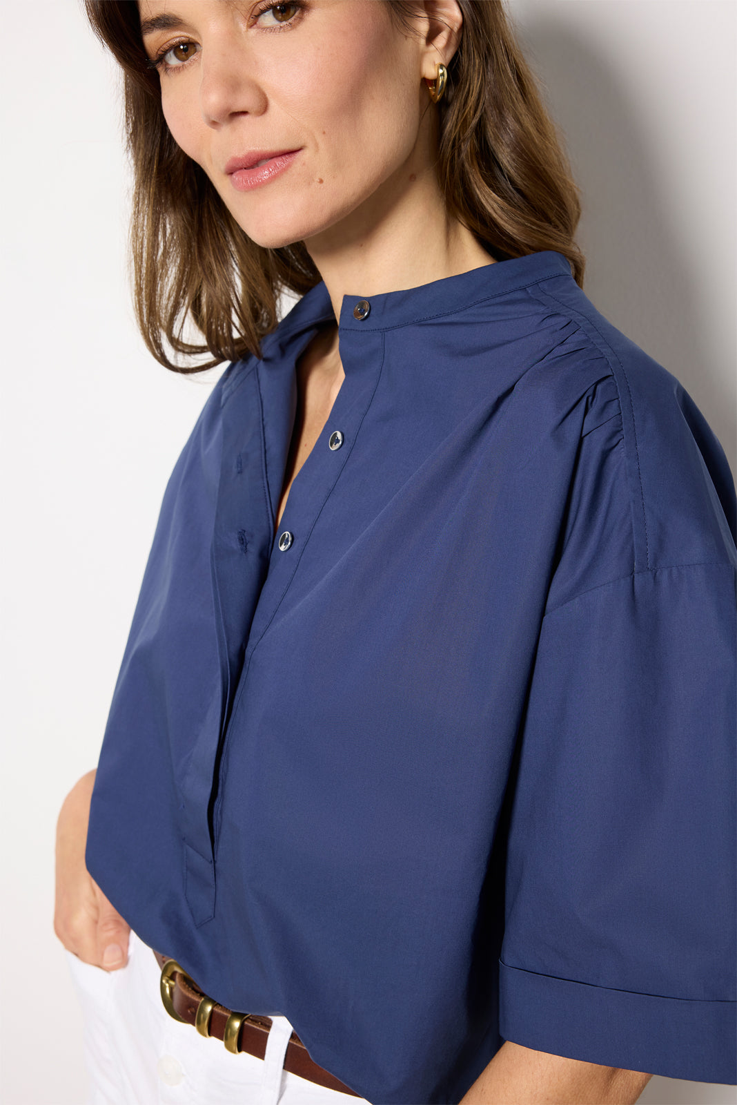 Women's Relaxed Short Sleeve Popover Top