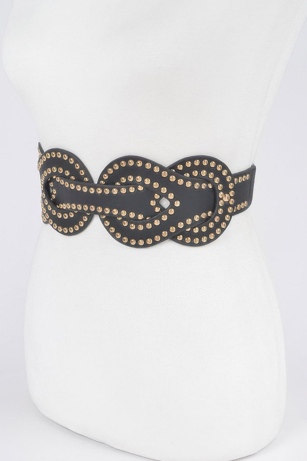 Faux Leather Metal Studded Plus Size Elastic Belt
