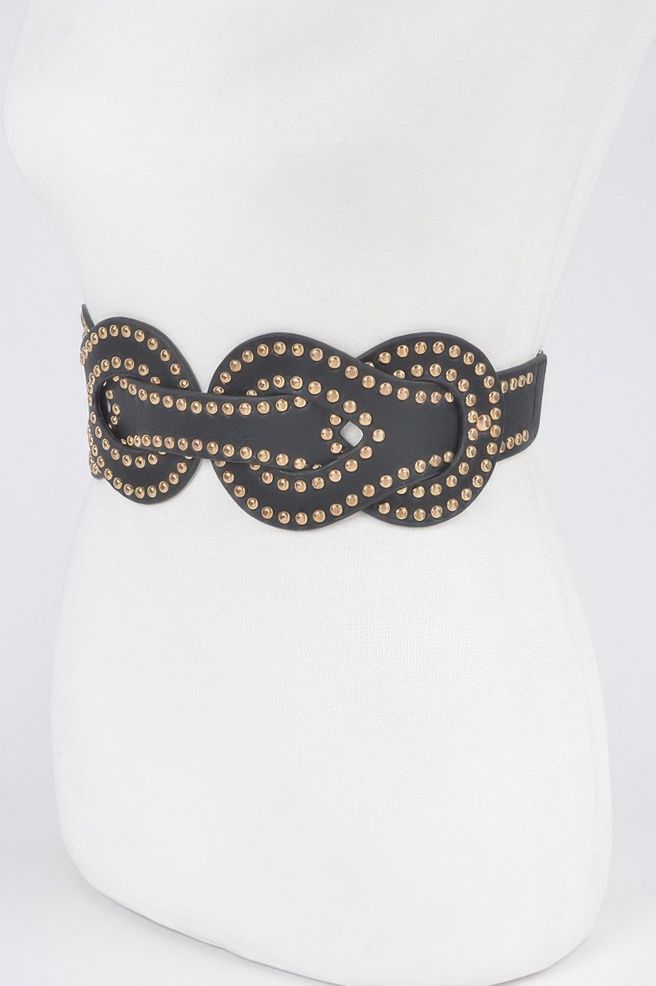 Faux Leather Metal Studded Plus Size Elastic Belt