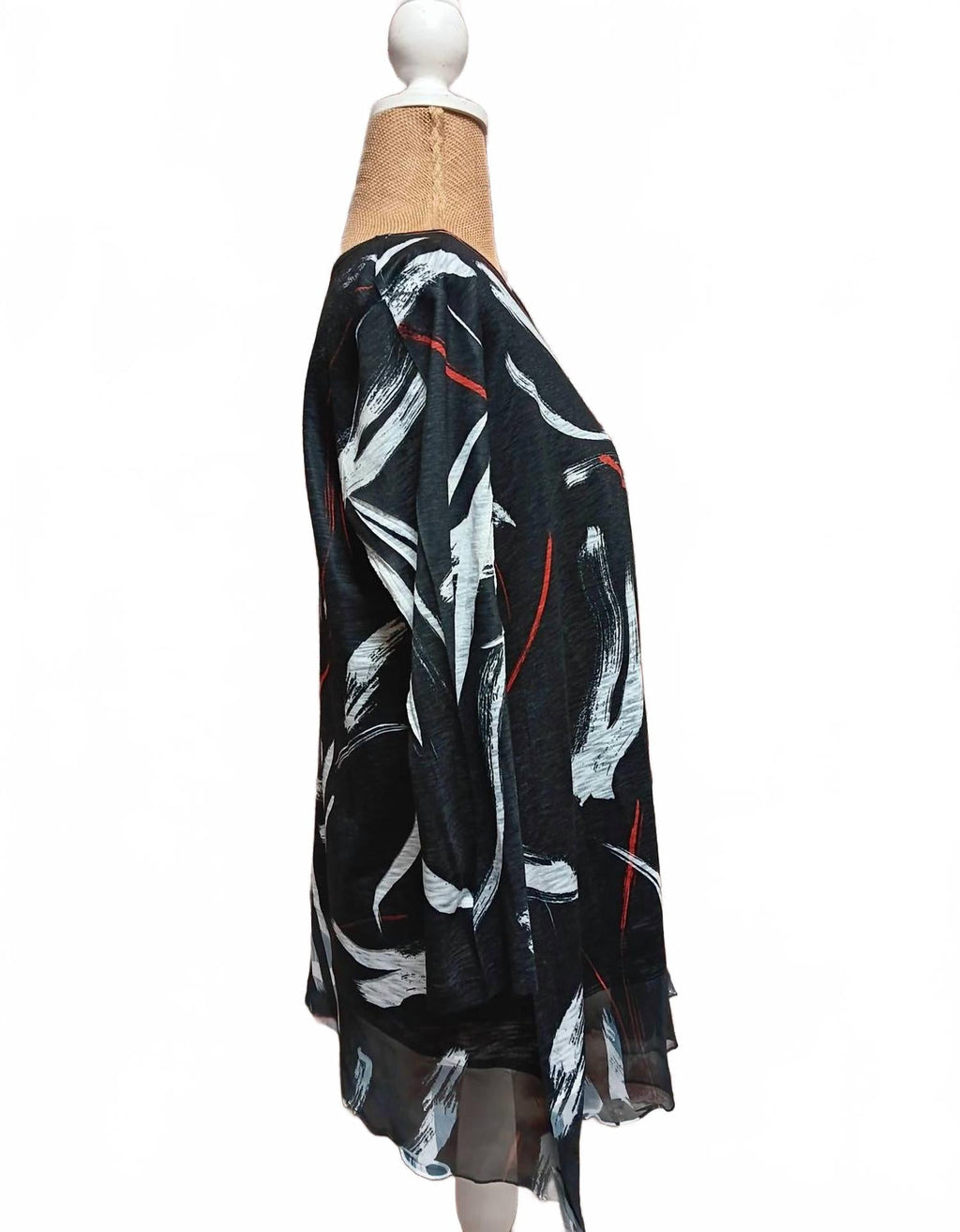 Abstract Colored Chiffon Hem Top In Multicolor