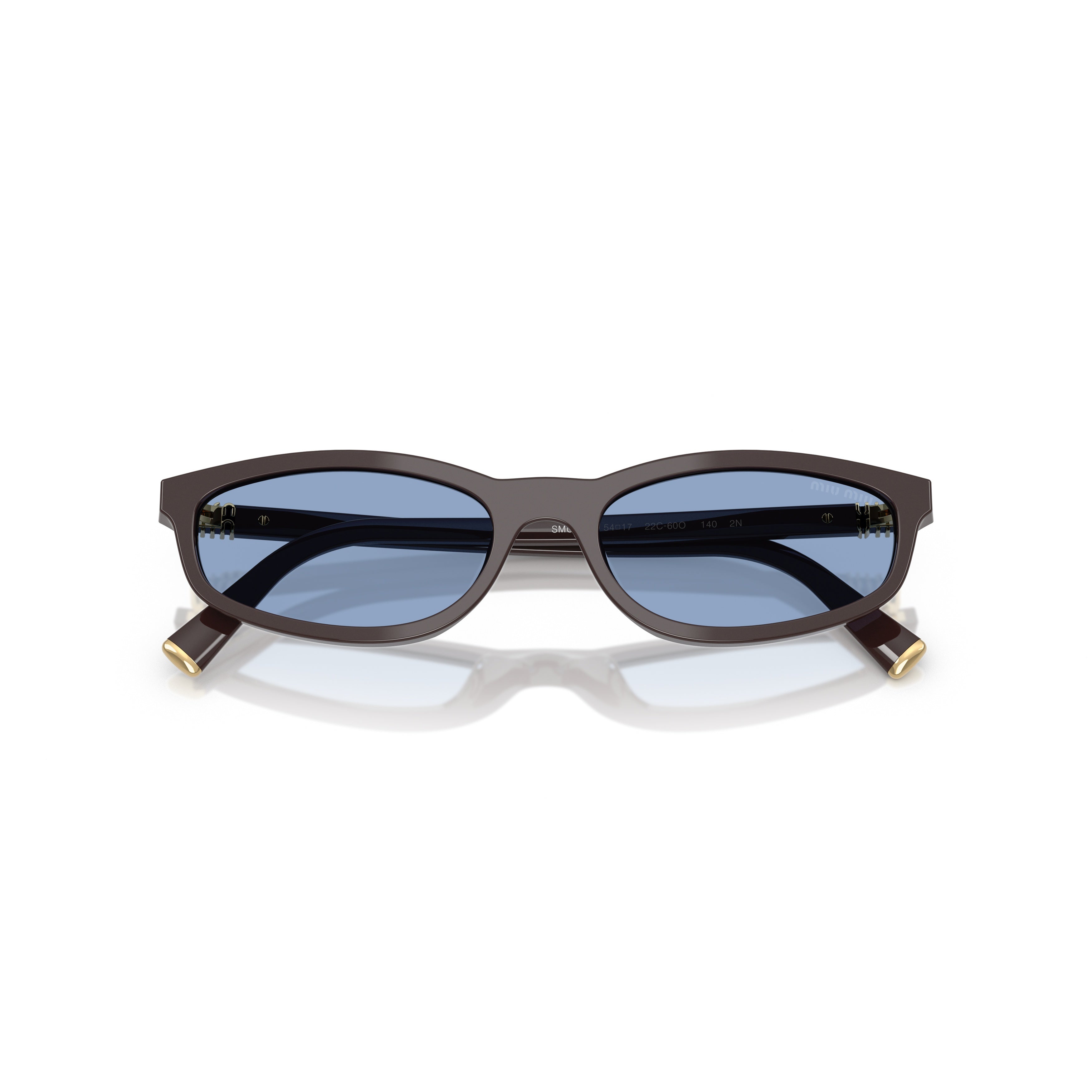 0Mu A06S Rectangular Acetate Sunglasses with Gold Accents
