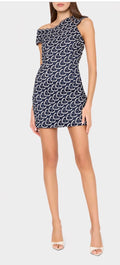 Leah Lace Mini Dress In Navy/white