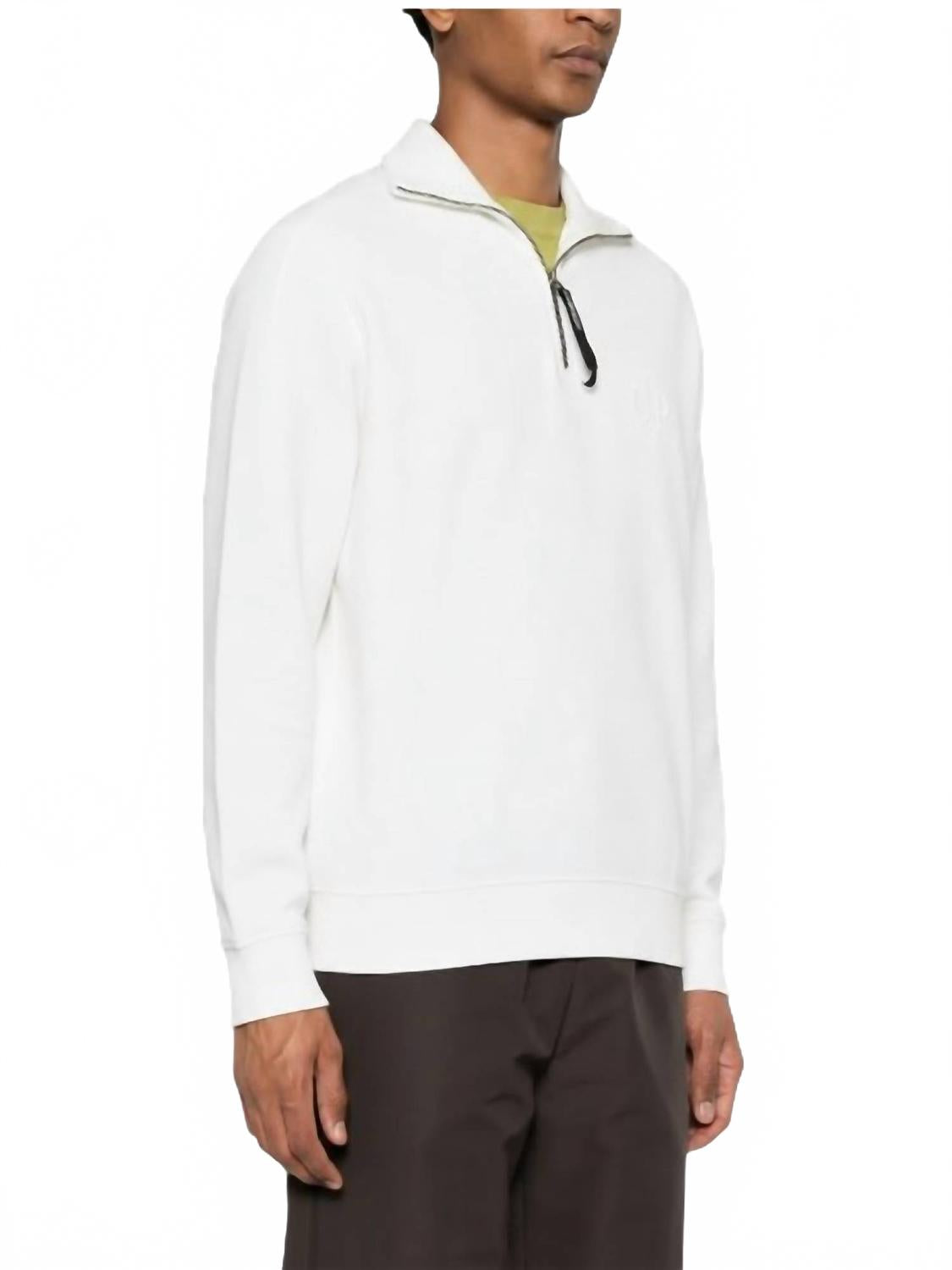 Fleece Half Zip Sweatshirt In White