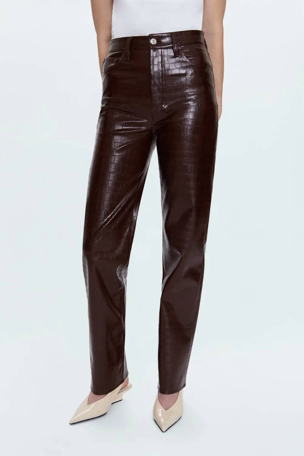 Cassie Straight Leg Pant In Brown Croc