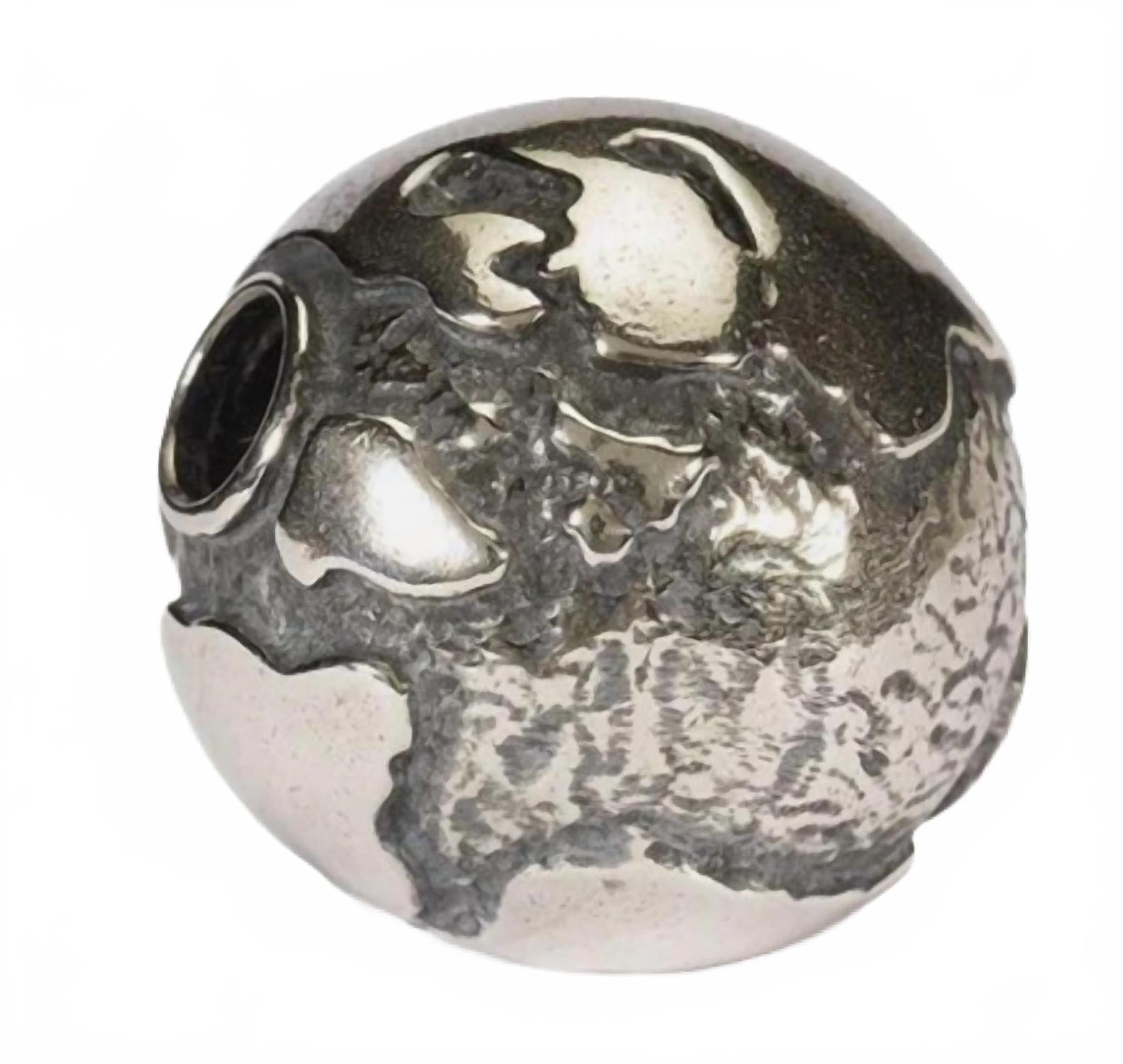 Women's Big Earth Bead Charm In Silver