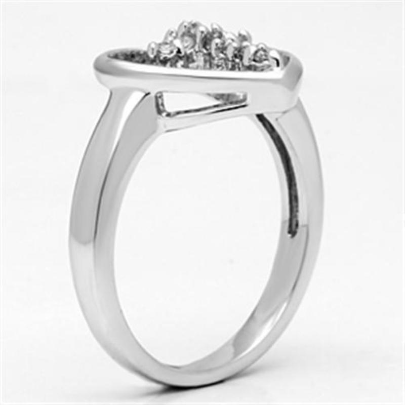 Rhodium Brass Ring with AAA Grade CZ in Clear