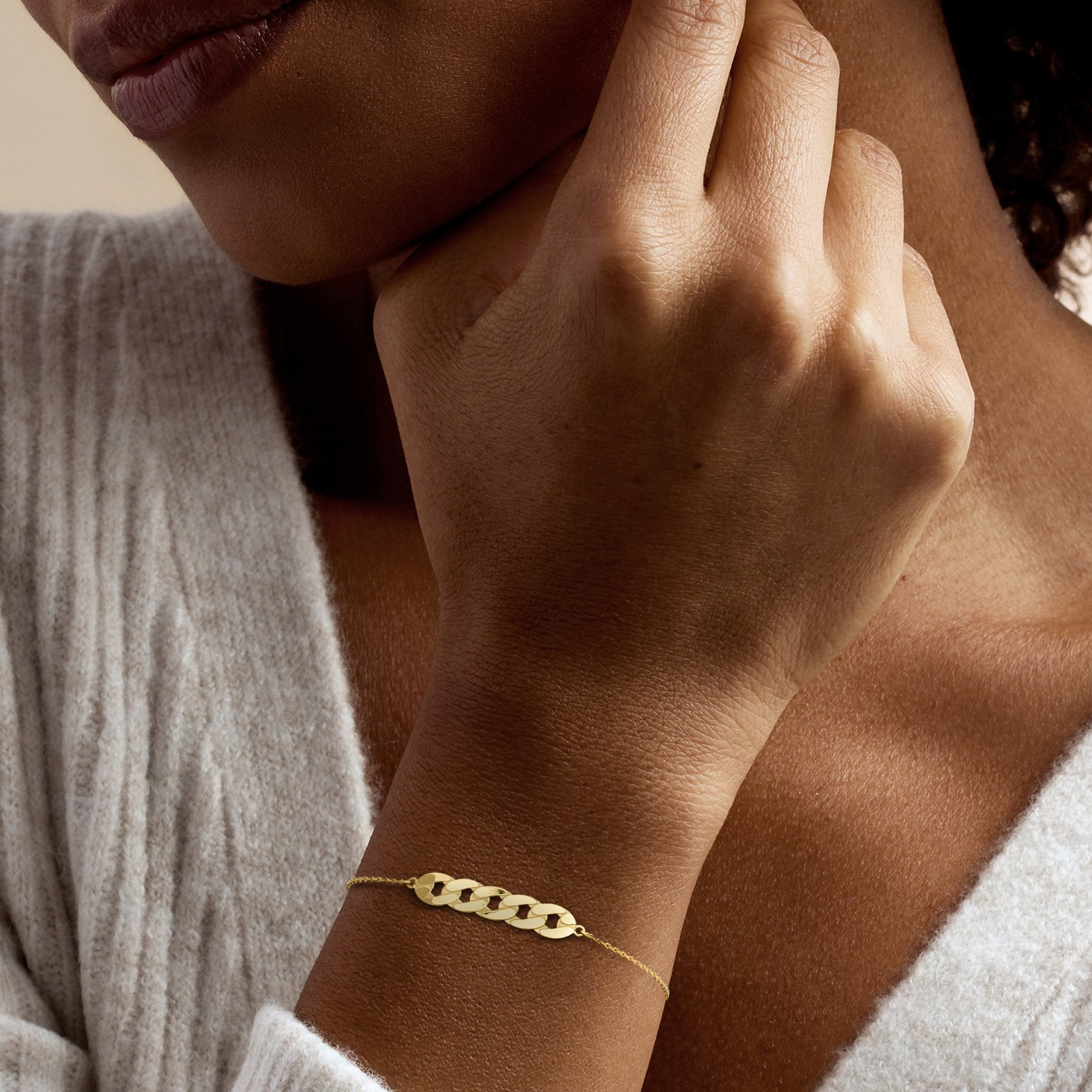 Ross-Simons Italian 10kt Yellow Gold Curb-Link Centerpiece Bracelet