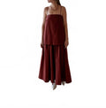 Cotton Strap Maxi Dress In Red