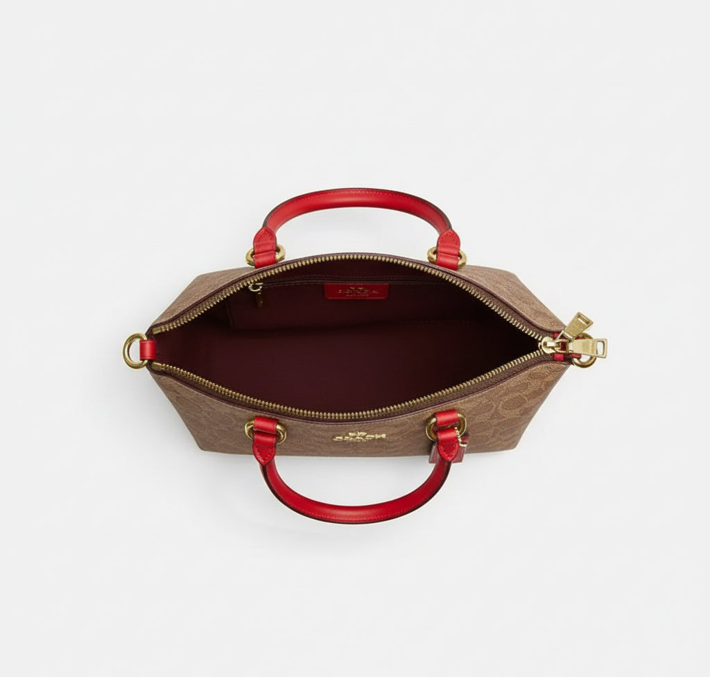 NWT Coach Sadie Satchel Bag In Signature Canvas & Leather