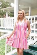 Striped Newport Mini Dress In Pink