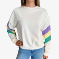 Mardi Gras Stripe Sweatshirt In White Multi