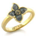 Gold White Metal Ring with Top Grade Crystal in Black Diamond