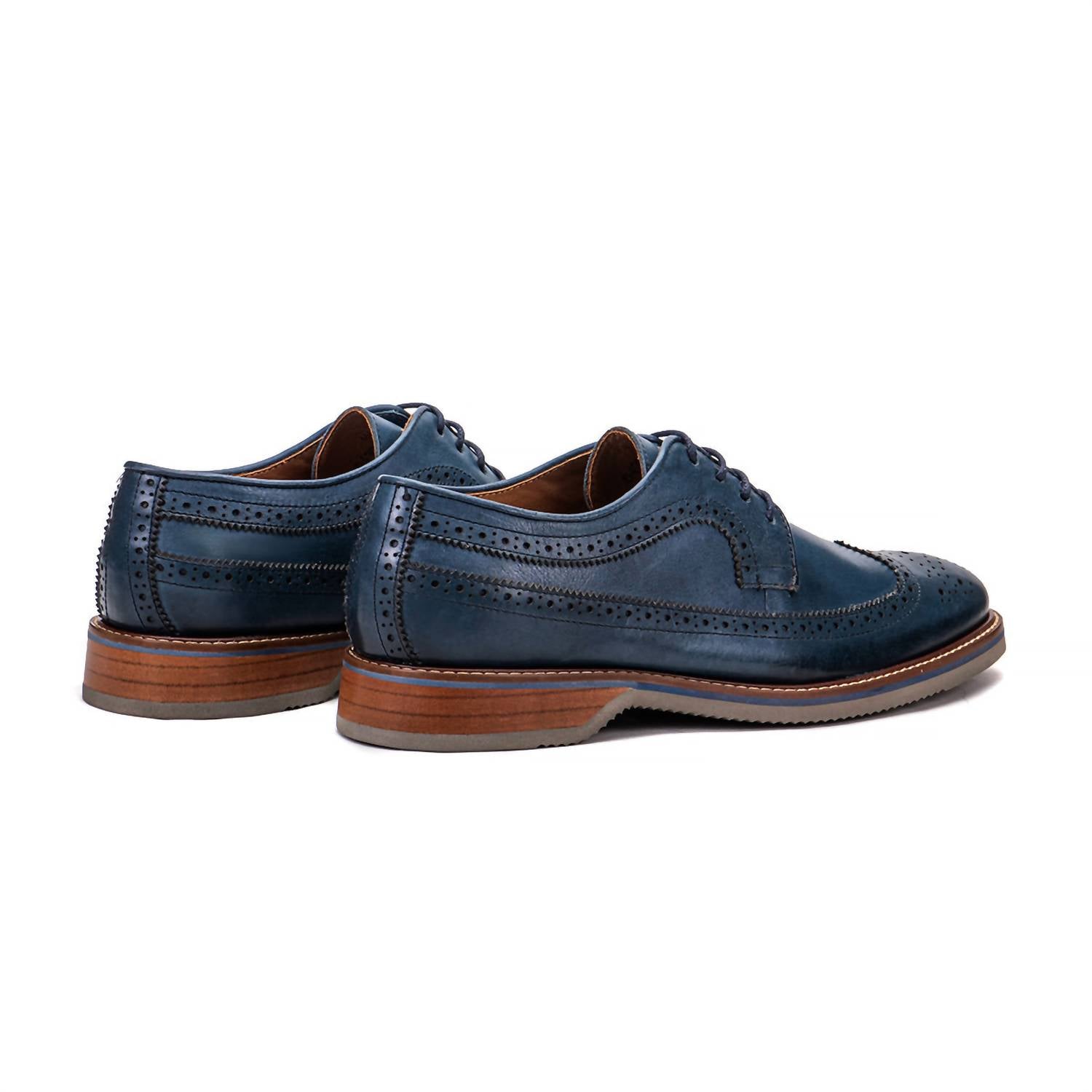 Men's Brasilia Leather Derby Shoes In Blue