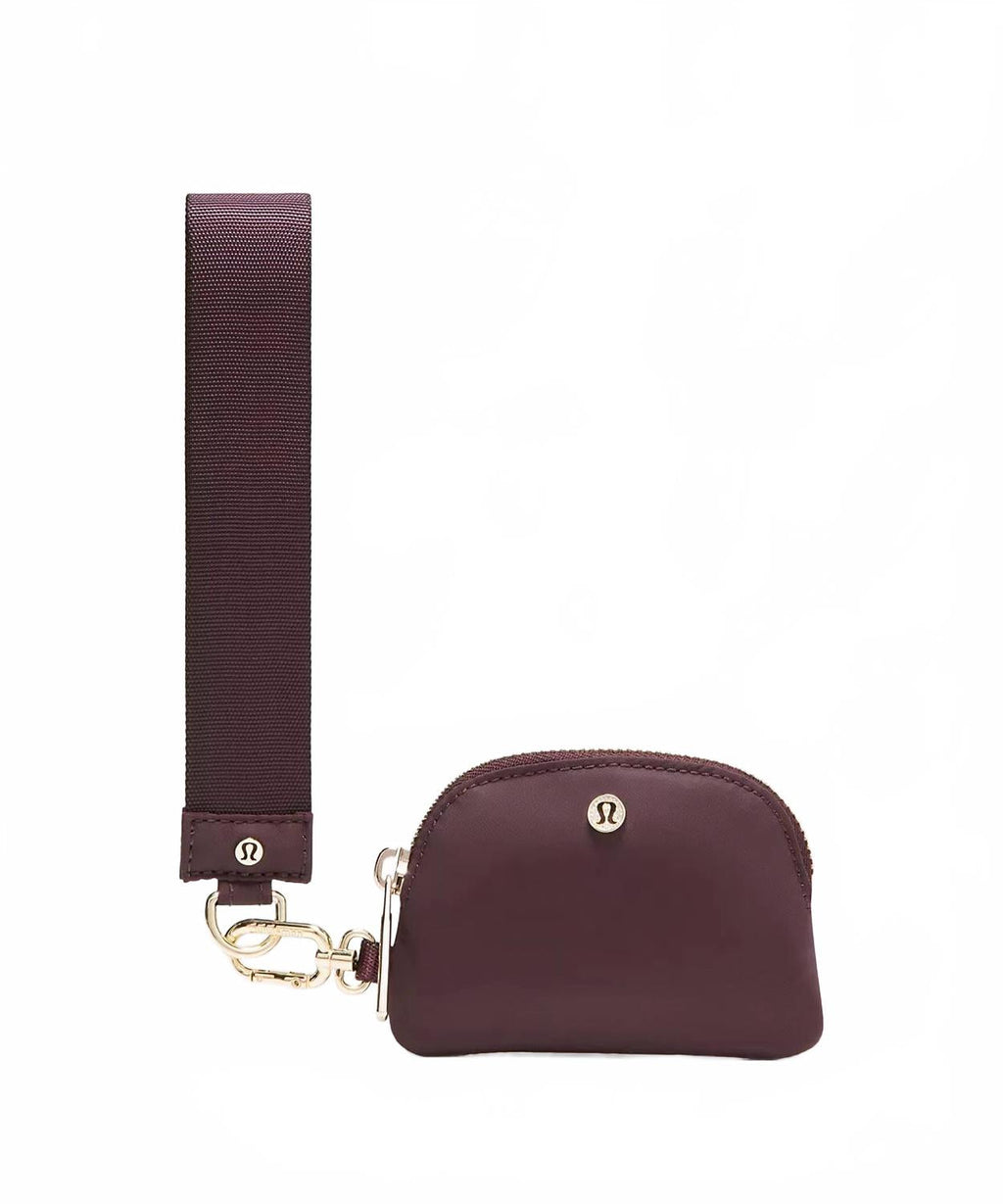 Women's Dual Pouch Plush Fleece Wristlet In Black Plum/gold