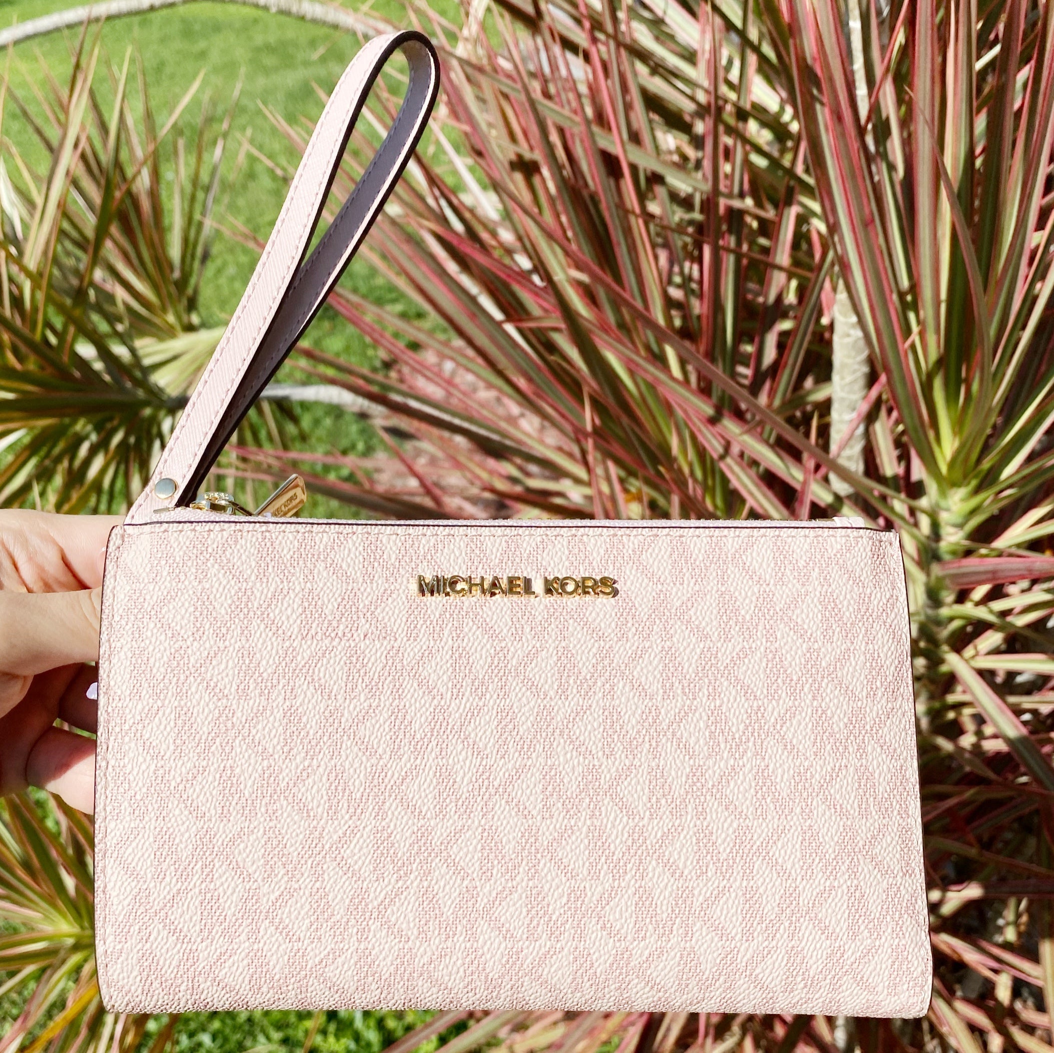 Michael Kors Jet Set Travel Double Zip Wristlet Ballet Pink MK