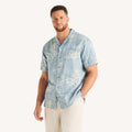 Nautica Mens Big & Tall Printed Short-Sleeve Camp Linen Shirt
