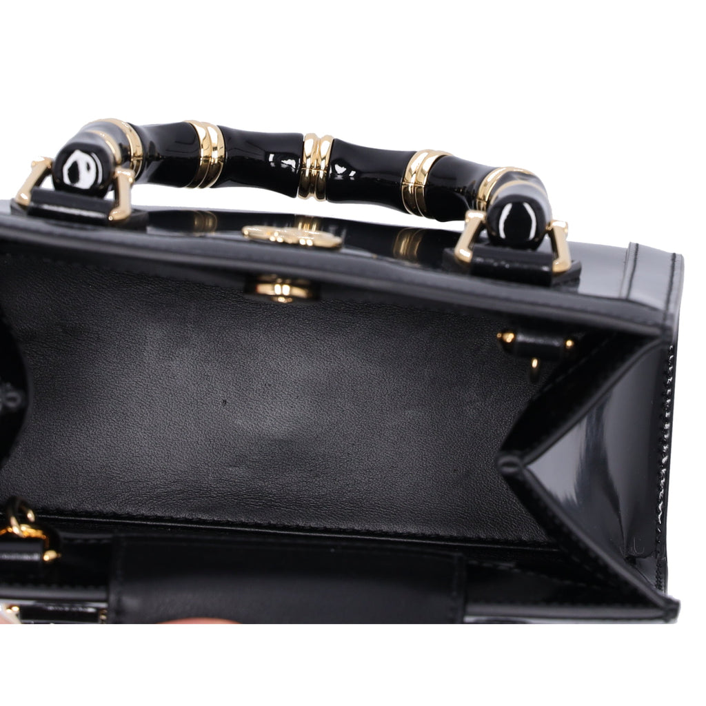 GUCCI Diana Mini Tote Crossbody Bag 832936 Black Leather