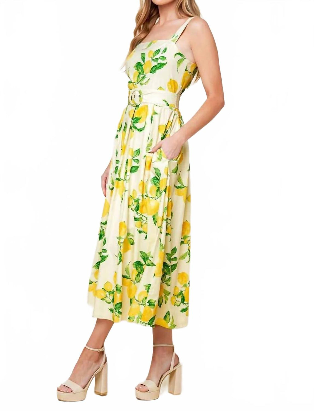 Woven Midi Dress In Ivory Print