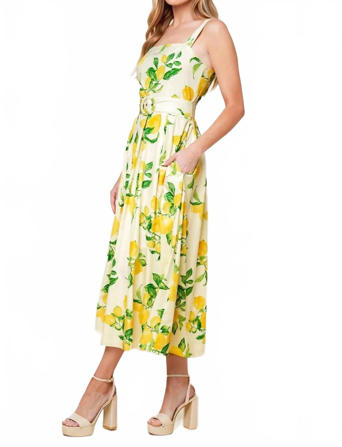Woven Midi Dress In Ivory Print