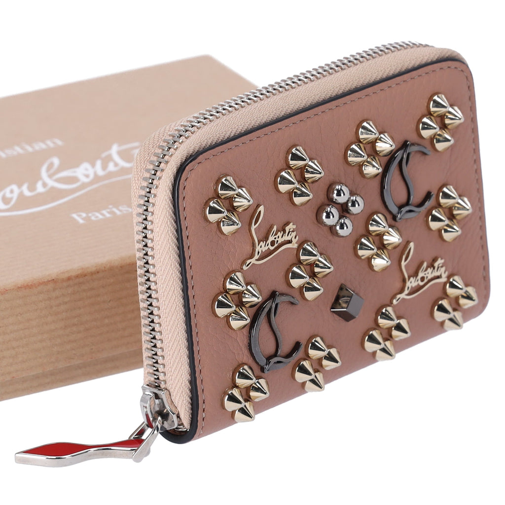 Christian Louboutin Panettone Coin Case 3175223 Beige Gold Leather Studs