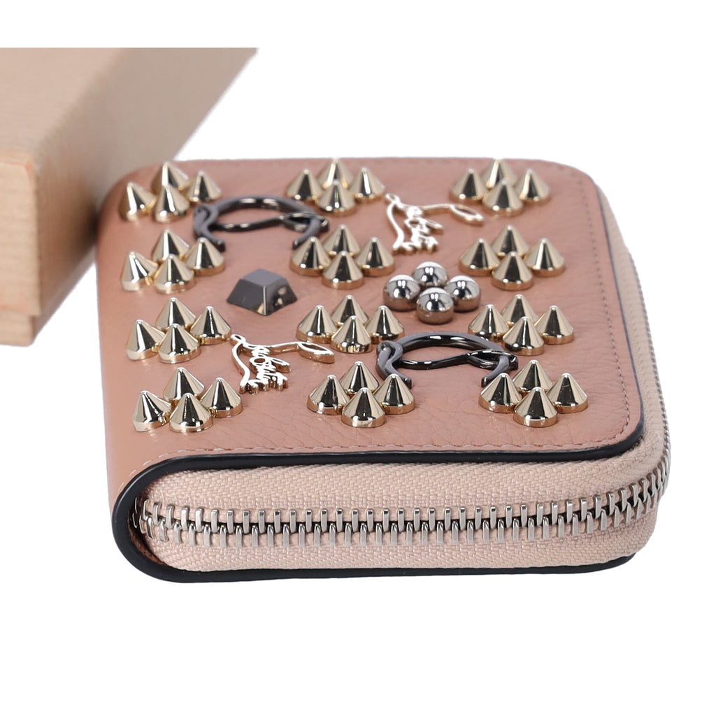 Christian Louboutin Panettone Coin Case 3175223 Beige Gold Leather Studs