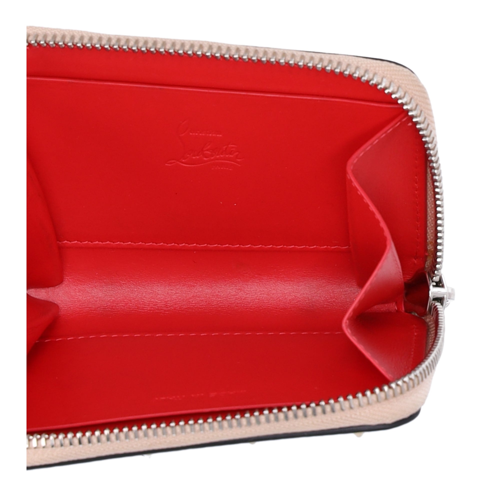 Christian Louboutin Panettone Coin Case 3175223 Beige Gold Leather Studs