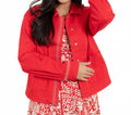 Embroidered Placket Jacket In Sangria