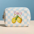 Lemon Bow Print Portable Cosmetic Pouch Bag