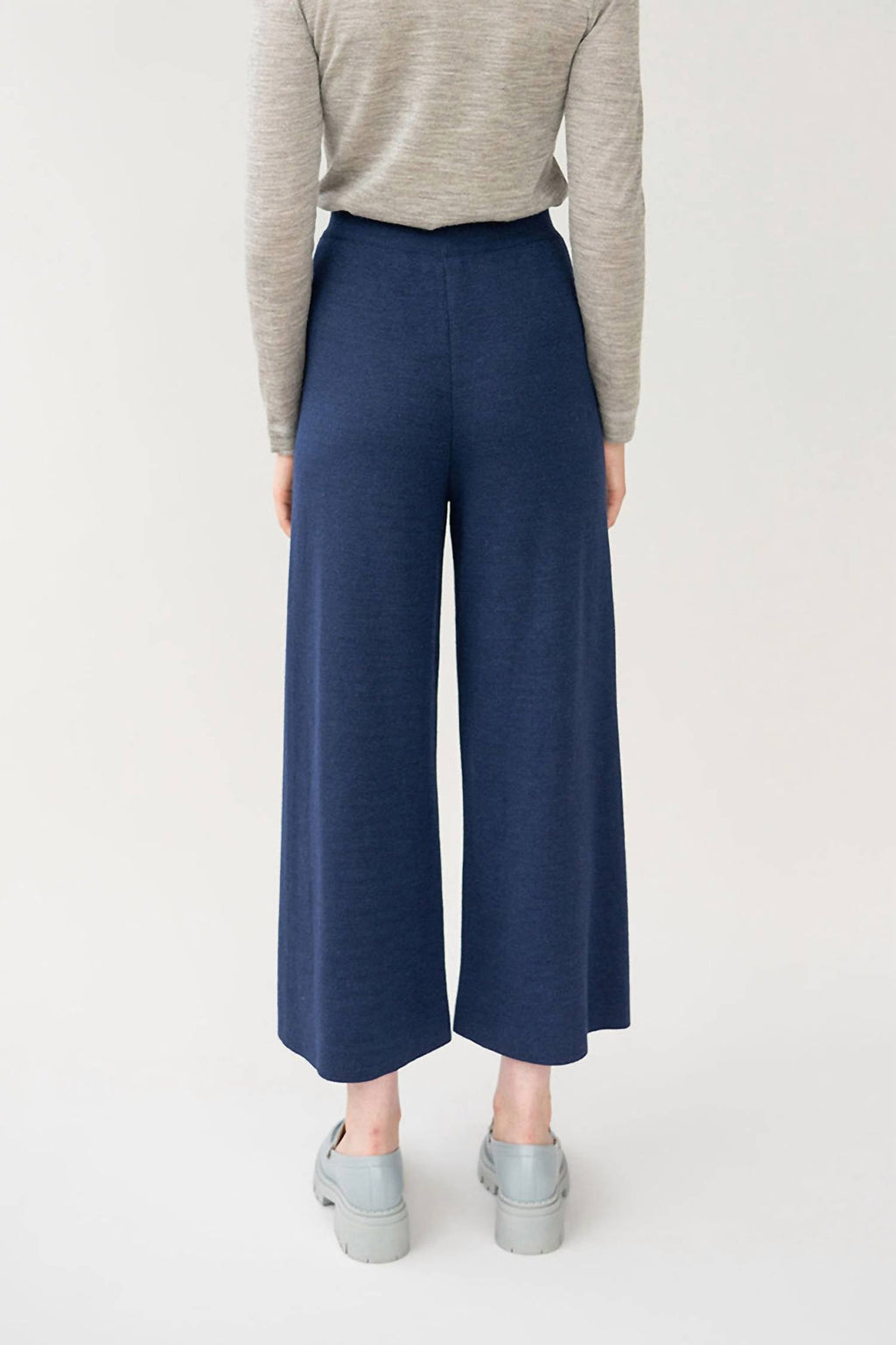 Wide Leg Trousers In Navy