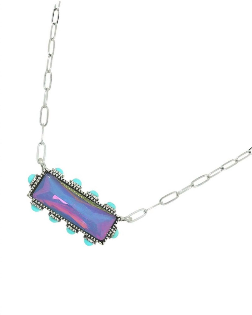 Women's Horizontal Bar Necklace In Blue Gemstone