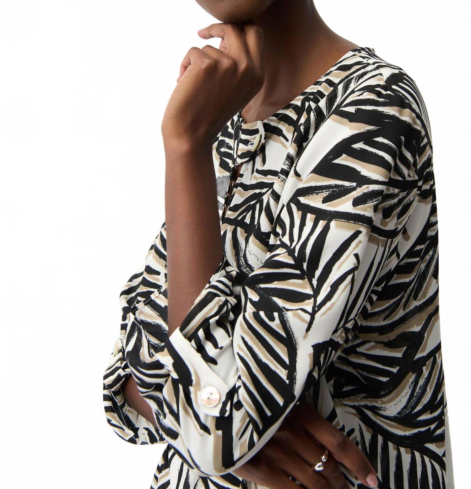 Georgette Tropical Print Boxy Top In Vanilla / Multi