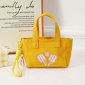Pickleball Paddle Embroidered Mini Canvas Tote Bag Keychain Bag Charm
