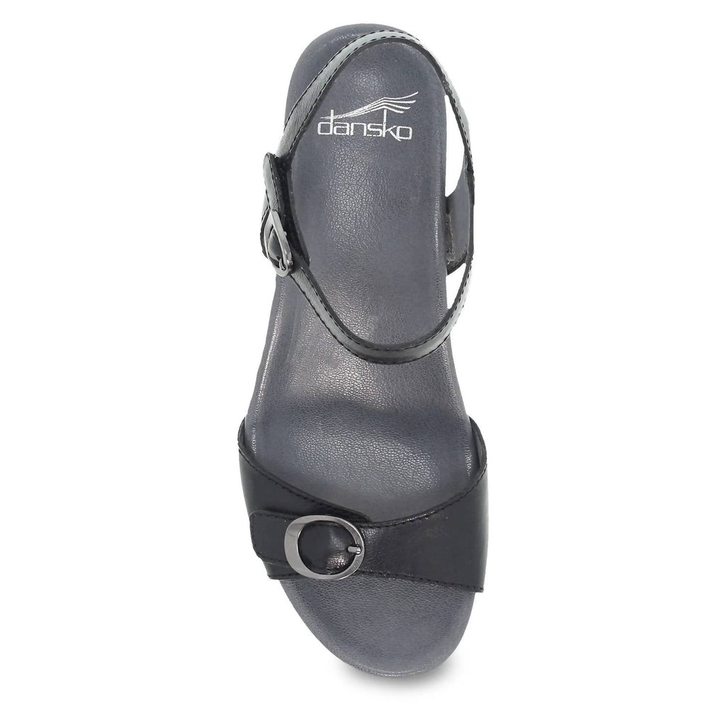 Women's Arielle Leather Wedge Sandals In Black Glazed