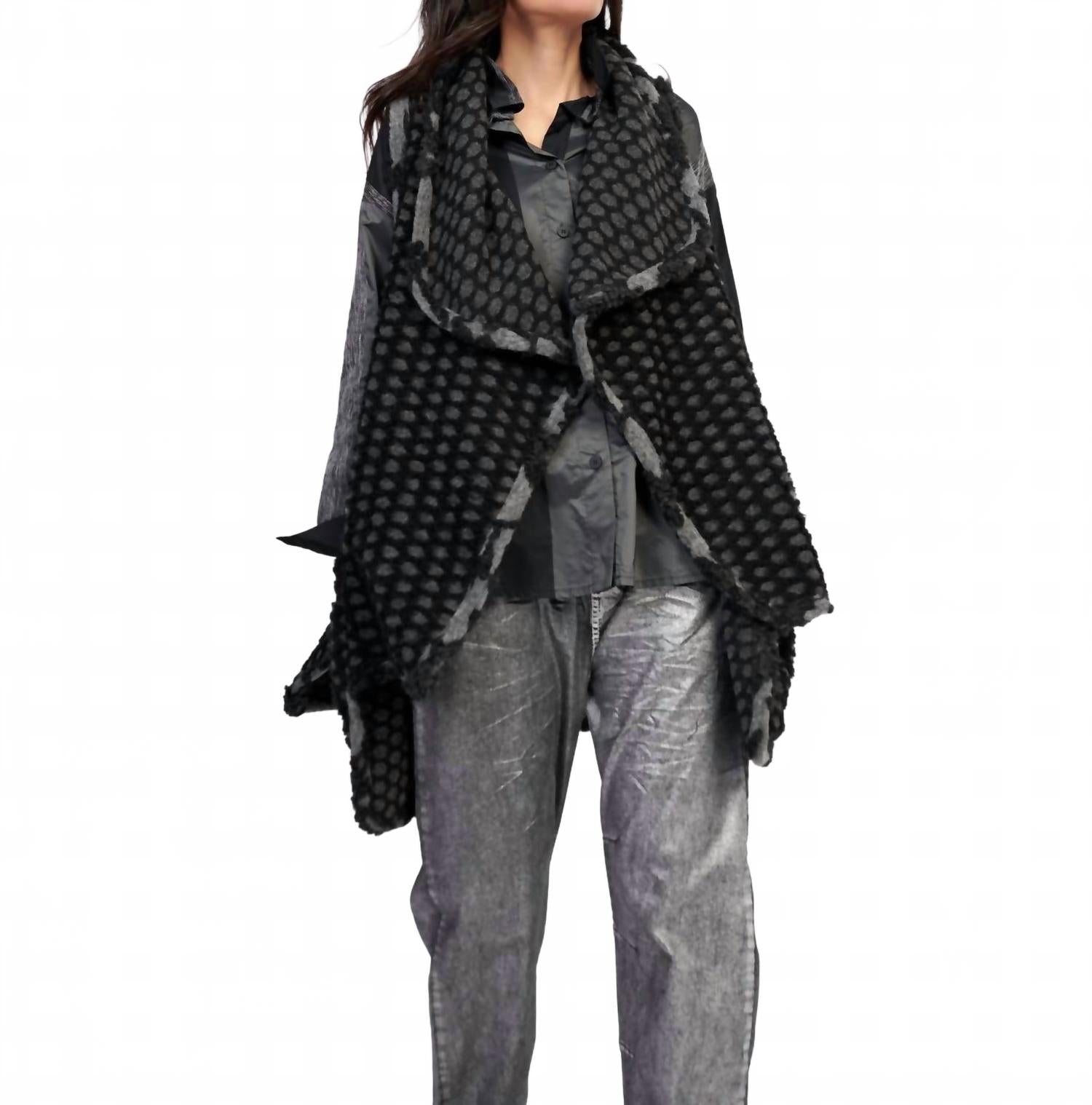 Ashen Cozy Draped Vest In Net