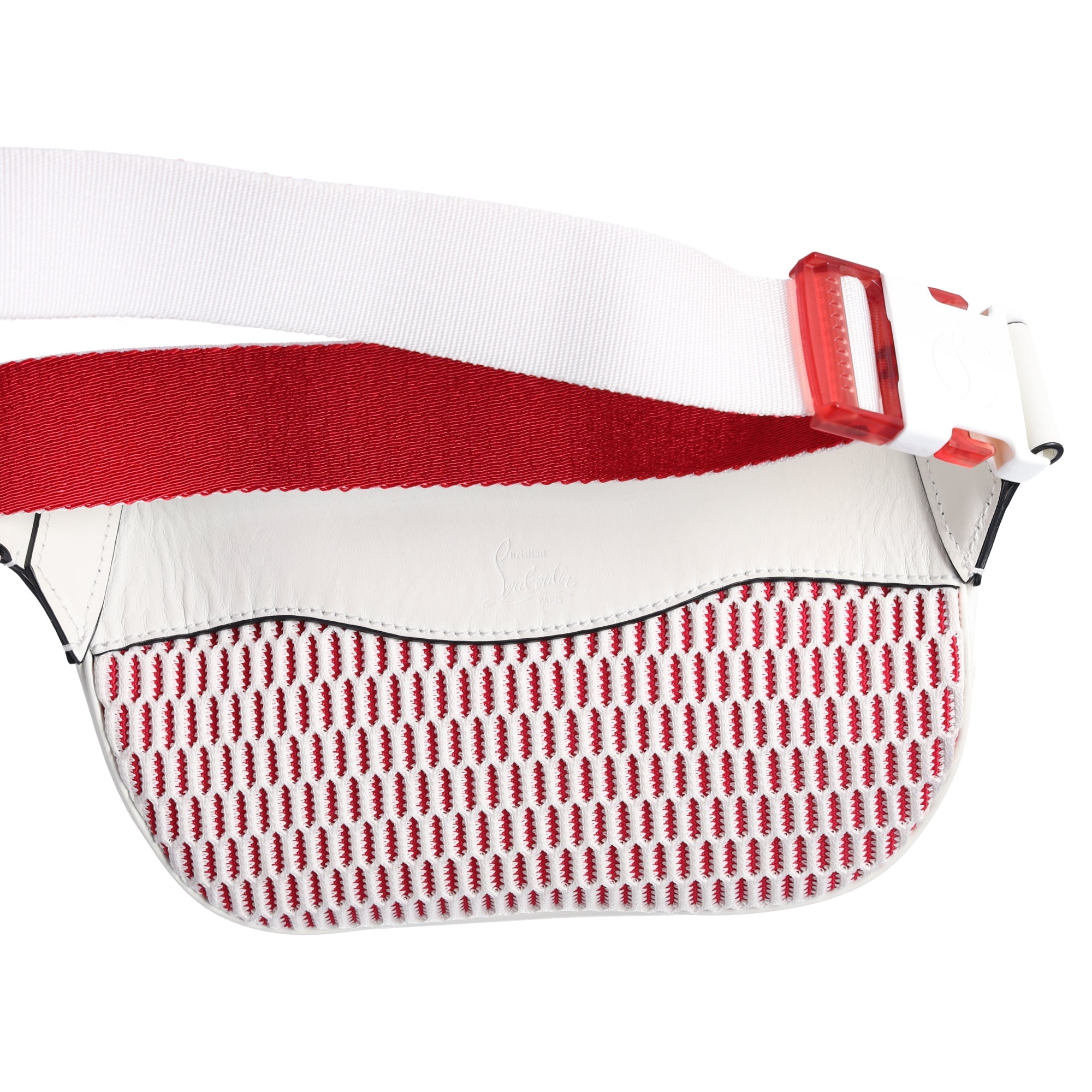Christian Louboutin Mariejane Belt Bag Bum Bag White Red Calf Leather