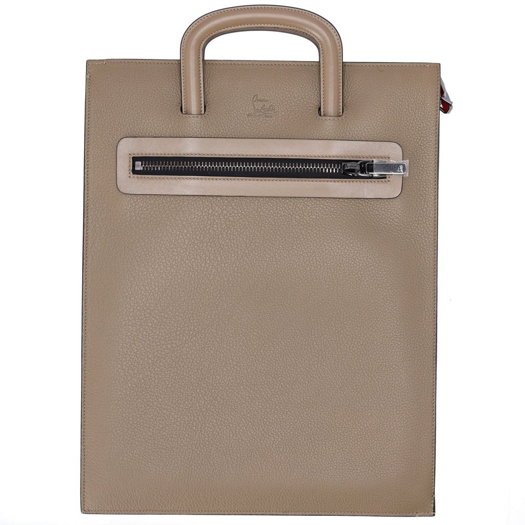 Christian Louboutin Trick Track Large Handbag 1175038 Khaki Leather