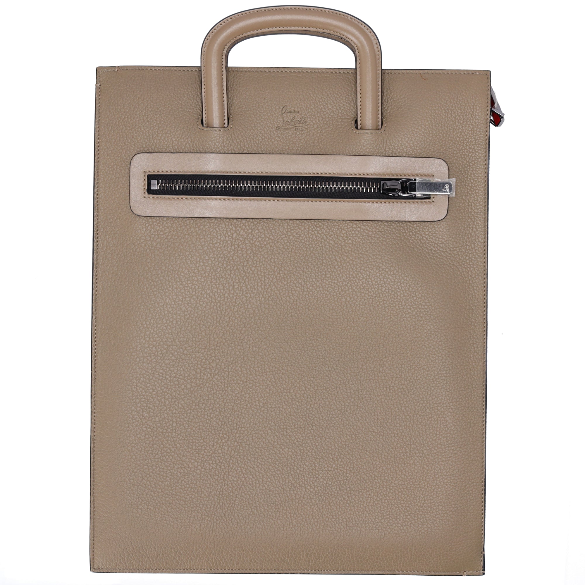 Christian Louboutin Trick Track Large Handbag 1175038 Khaki Leather