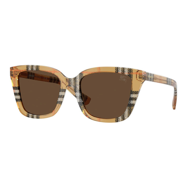 Burberry Sunglasses Square Full Rim, Transparent Brown/vintage Check Frame And Brown Lens Be4487416373
