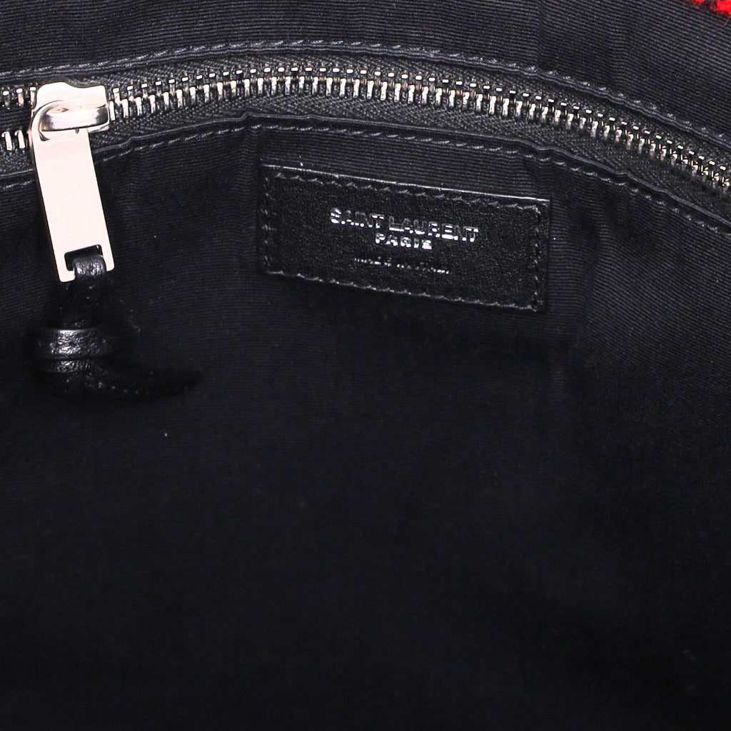 SAINT LAURENT PARIS NS Rive Gauche Tote Bag 632539 Black Red Wool