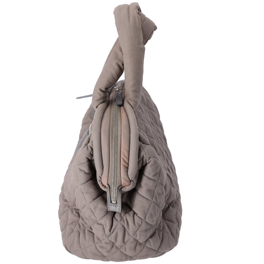 CHANEL Coco Cocoon Handbag Khaki Cotton