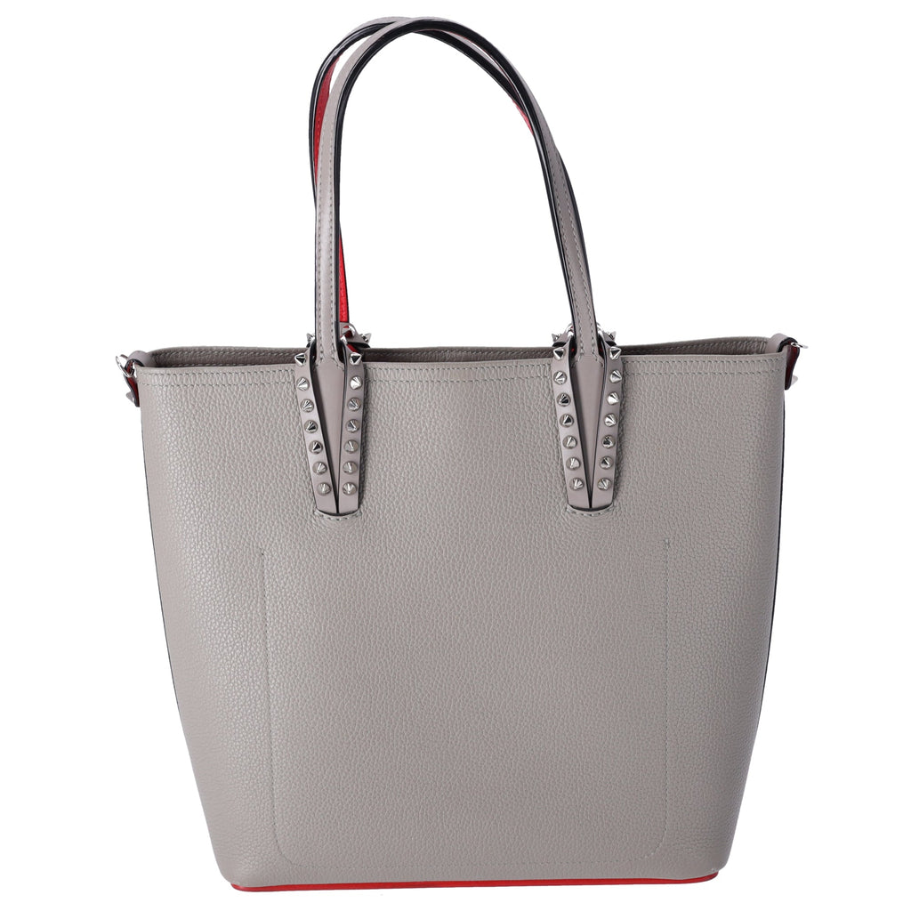 Christian Louboutin Cabata North South Tote Bag Gray Red Leather