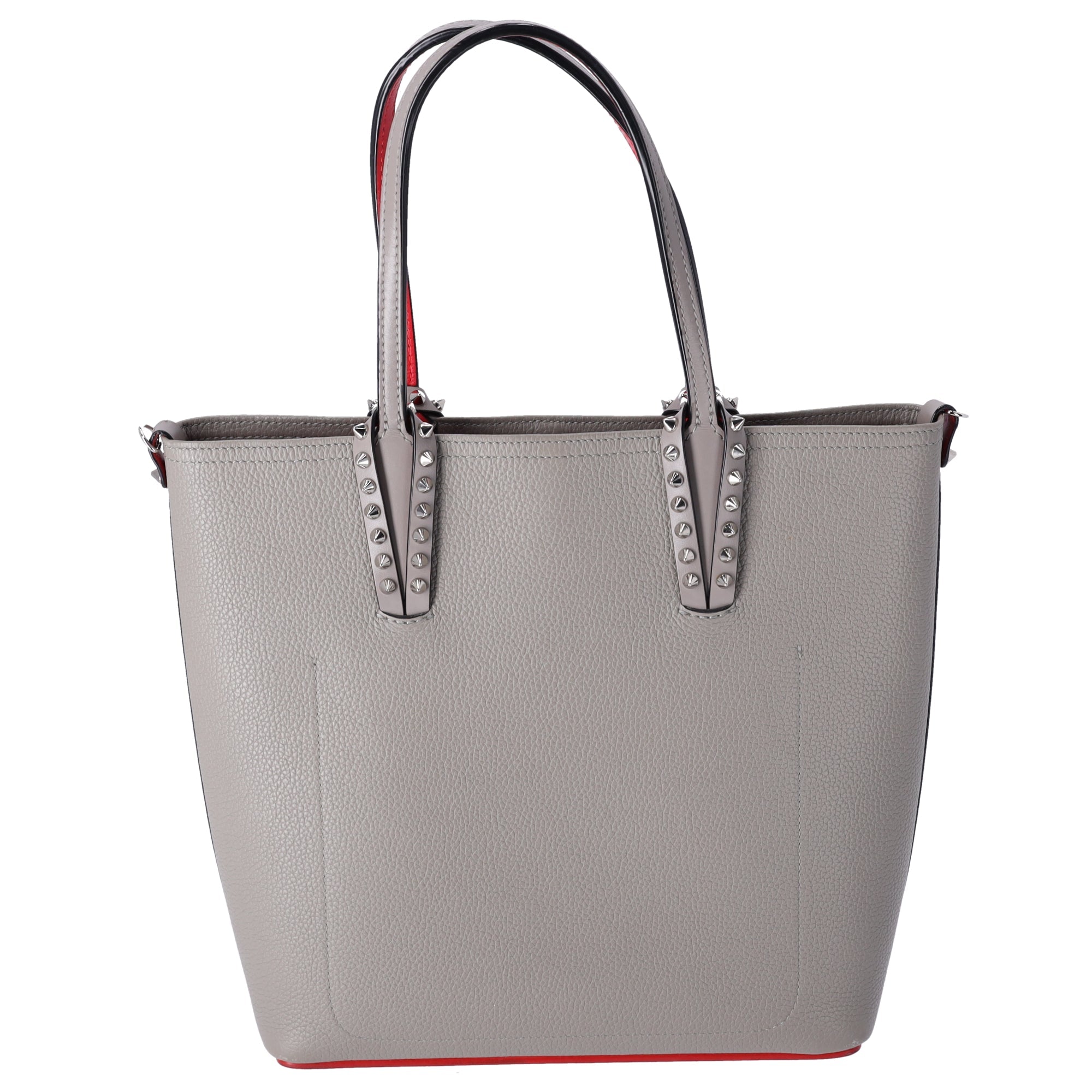 Christian Louboutin Cabata North South Tote Bag Gray Red Leather